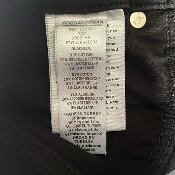 GOOD AMERICAN Jeans Black High Rise Stretchy Denim Essential Basic 5 Pocket 14 - Picture 9 of 12